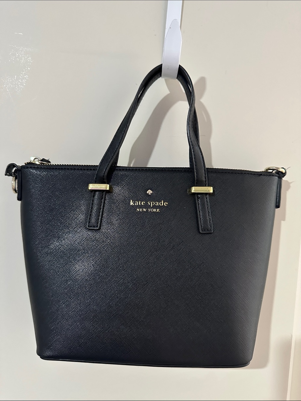 kate spade Black Saffiano Leather Satchel with Gold Hardware